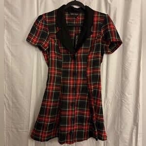 DEVIL YOU DON'T EXIST PLAID DRESS BNWT Size L